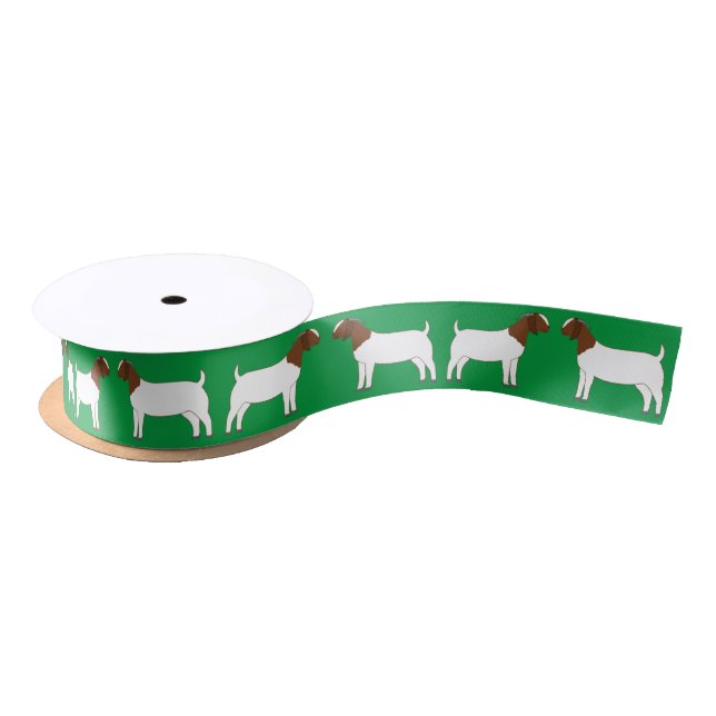Boer Goat Farm Green Satin Ribbon (Spool)
