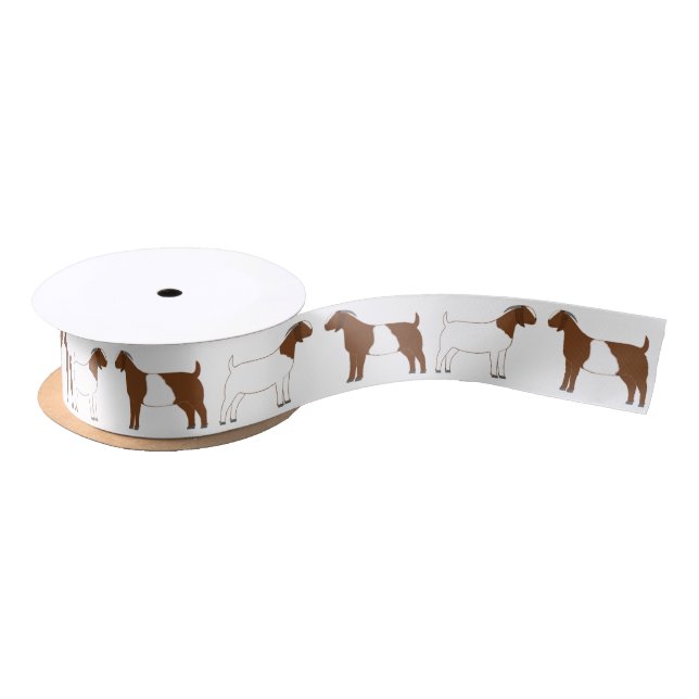 Boer Goat Farm White Satin Ribbon (Spool)