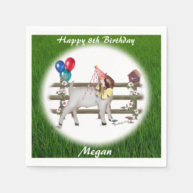 Boer Goat Personalised  Birthday Party Napkins (Front)