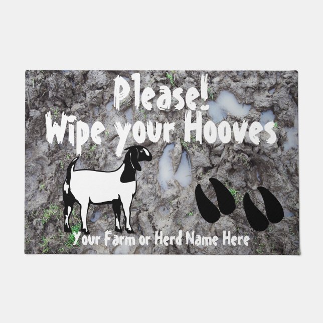 Boer Goat Wipe your Hooves Muddy Doormat (Front)