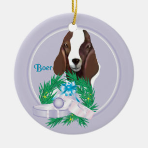 Boer Goat Wreath Holiday Ornament