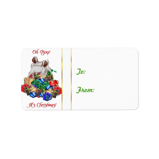Boer Goats Goat  Christmas Gift Tag Sticker (Front)