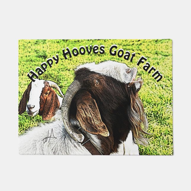 Boer Goats He is Doing His Thing! YOUR TEXT Doormat (Front)
