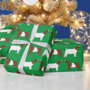 Boer Goats on Green Wrapping Paper