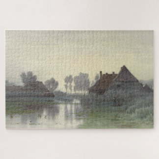Boer Homes on the Water in the Morning Mist Puzzle