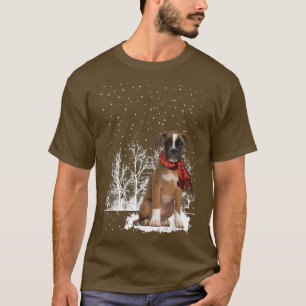 Boer Winter Scarf Dogs Tree Forest Snow Christmas T-Shirt
