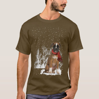 Boer Winter Scarf Dogs Tree Forest Snow Christmas T-Shirt