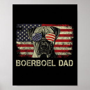 Boerboel Dad Dog Lovers American Flag 4th Of July Poster