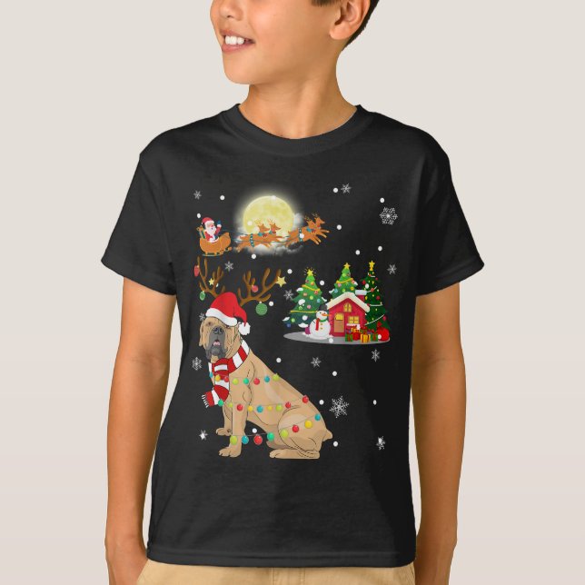 Boerboel Dog Light Christmas Reindeer Tree Xmas Gi T-Shirt (Front)