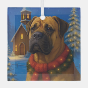 Boerboel Holiday Card Glass Tree Decoration