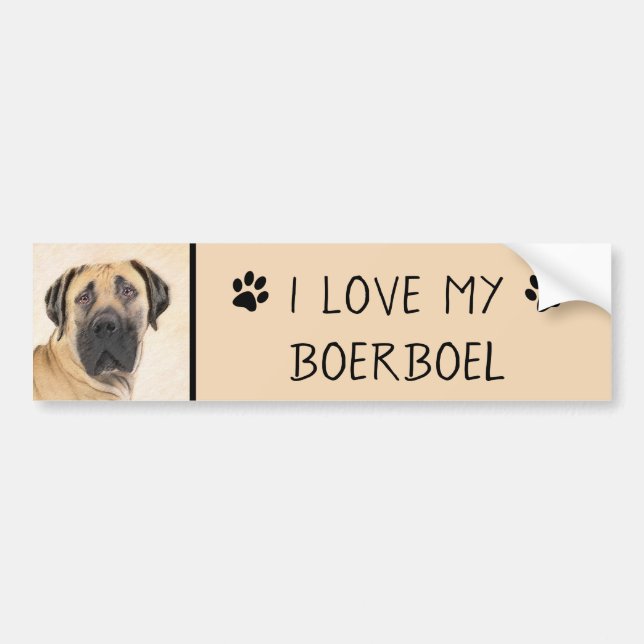 Boerboel Painting - Cute Original Dog Art Bumper Sticker (Front)