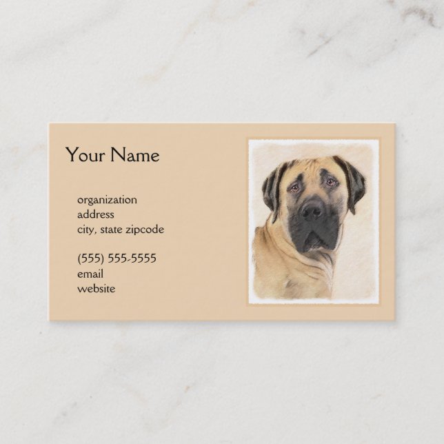 Boerboel Painting - Cute Original Dog Art Business Card (Front)