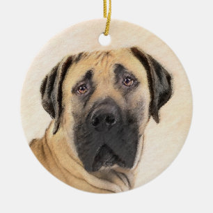 Boerboel Painting - Cute Original Dog Art Ceramic Tree Decoration
