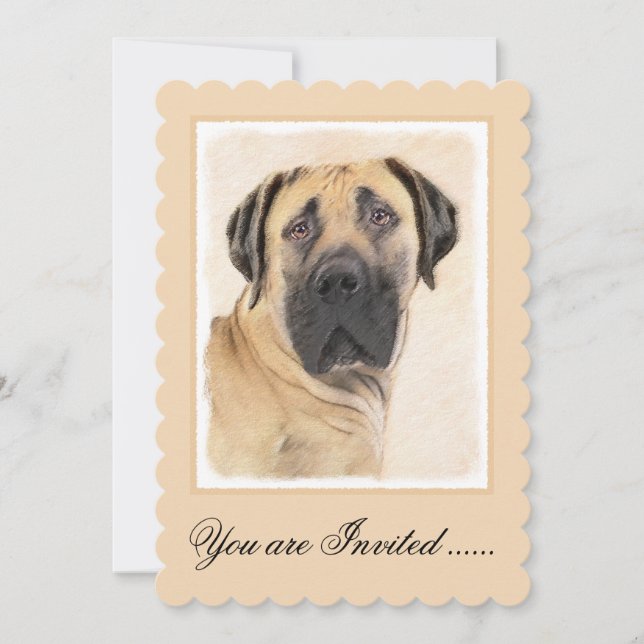Boerboel Painting - Cute Original Dog Art Invitation (Front)