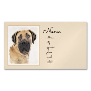 Boerboel Painting - Cute Original Dog Art Magnetic Business Card