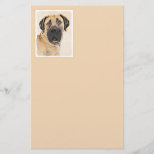 Boerboel Painting - Cute Original Dog Art Stationery
