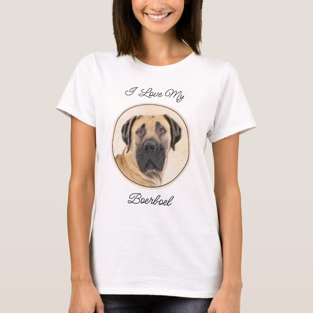 Boerboel Painting - Cute Original Dog Art T-Shirt (Front)