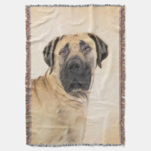 Boerboel Painting - Cute Original Dog Art Throw Blanket