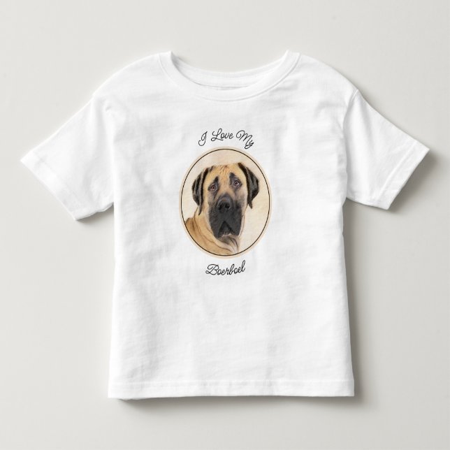 Boerboel Painting - Cute Original Dog Art Toddler T-Shirt (Front)