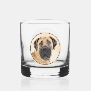 Boerboel Painting - Cute Original Dog Art Whiskey Glass