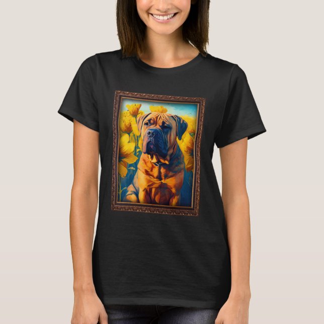 Boerboel Painting Sunflower Flower Mom Women Flora T-Shirt (Front)