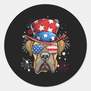 Boerboel Patriotic Usa Flag 4th Of July Dog Lover  Classic Round Sticker