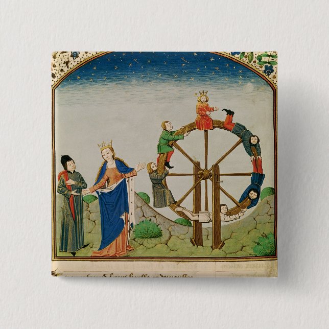 Boethius with the Wheel of Fortune 15 Cm Square Badge (Front)