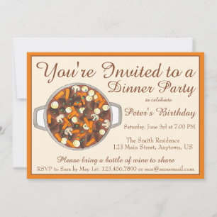 Boeuf Bourguignon Beef Stew Dinner Party Potluck Invitation