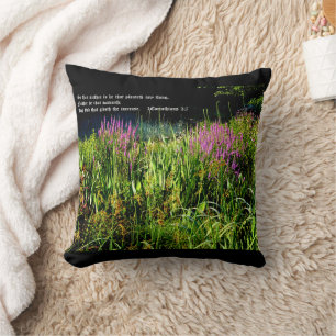 Bog Garden with 1 Corinthians 3:7 Cushion