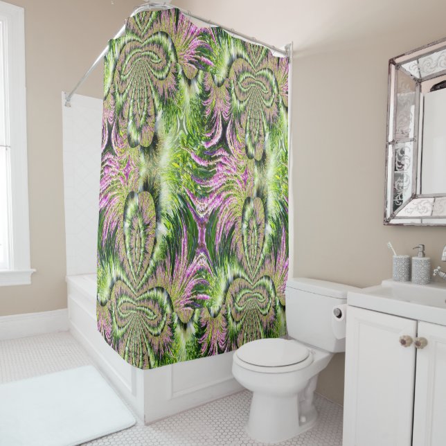 Bog Landscape Fractal Shower Curtain (In Situ)