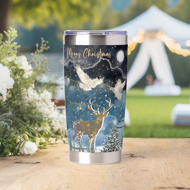 Boganhues Christmas Print Sticker Insulated Tumbler (Wedding (Rotated))