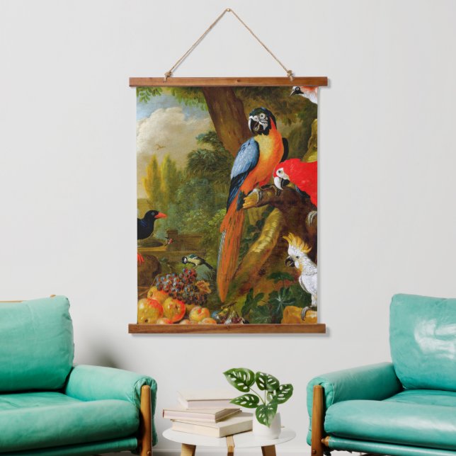 Bogdani Jakob Two Macaws a Cockatoo   Hanging Tapestry (Living Room)