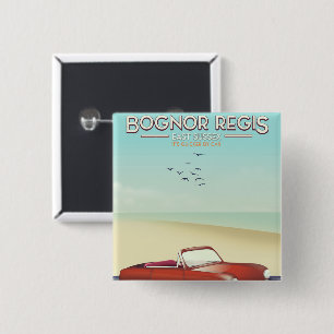 Bognor Regis Vintage seaside travel poster 15 Cm Square Badge