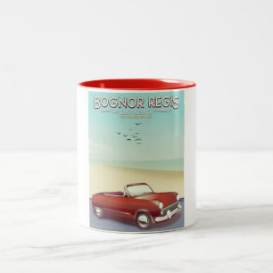 Bognor Regis Vintage seaside travel poster Two-Tone Coffee Mug