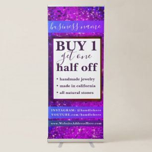 BOGO Half Off Elegant Chalkboard Purple Glitter Retractable Banner