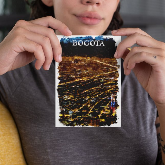 Bogota Colombia by Night City View Postcard (bogota colombia by night postcard)