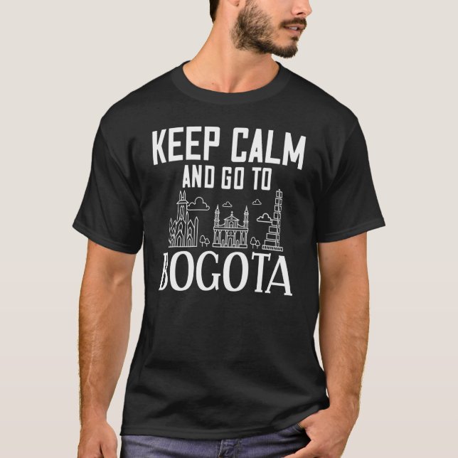 Bogota Colombia City Skyline Map Travel T-Shirt (Front)