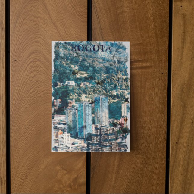 Bogota Colombia Cityscape View Postcard (bogota colombia watercolor postcard)