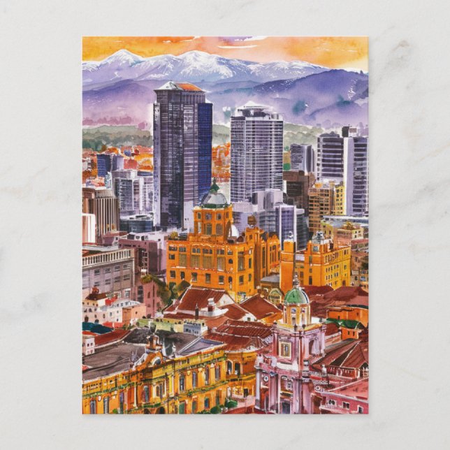 Bogota, Colombia Cityscape  Watercolor Painting Postcard (Front)