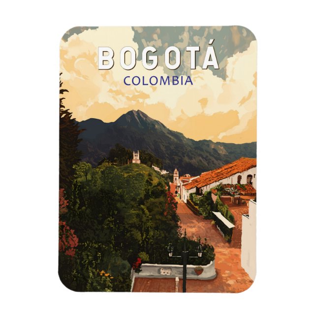 Bogota Colombia Illustration Travel Art Vintage Magnet (Vertical)