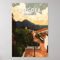 Bogota Colombia Illustration Travel Art Vintage