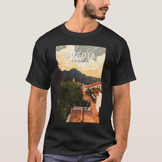 Bogota Colombia Illustration Travel Art Vintage T-Shirt (Front)