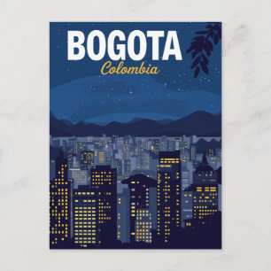 Bogotá Colombia Skyline Night Postcard