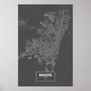 Bogota, Colombia (white on black) Poster