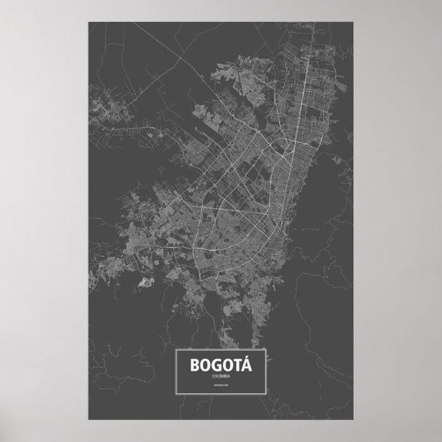 Bogota, Colombia (white on black) Poster (Front)