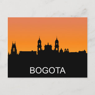 Bogota silhouette, summer sunset illustration postcard