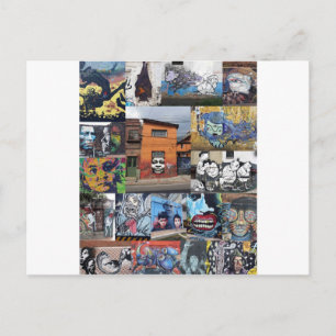 Bogota street art mural montage postcard