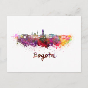 Bogota v2 skyline in watercolor postcard