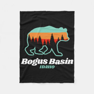 Bogus Basin Idaho Skiing Snowboarding Bear  Fleece Blanket