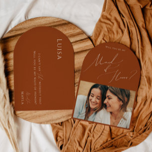 Boh Desert Rust Photo Maid of Honour Arch Card